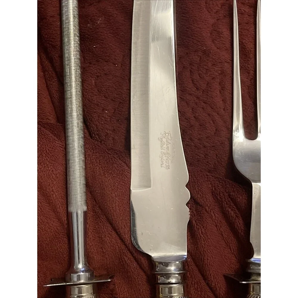 Vintage Bakelite Englishtown Cutlery‎ Carving Set Stag Handle Sheffield England